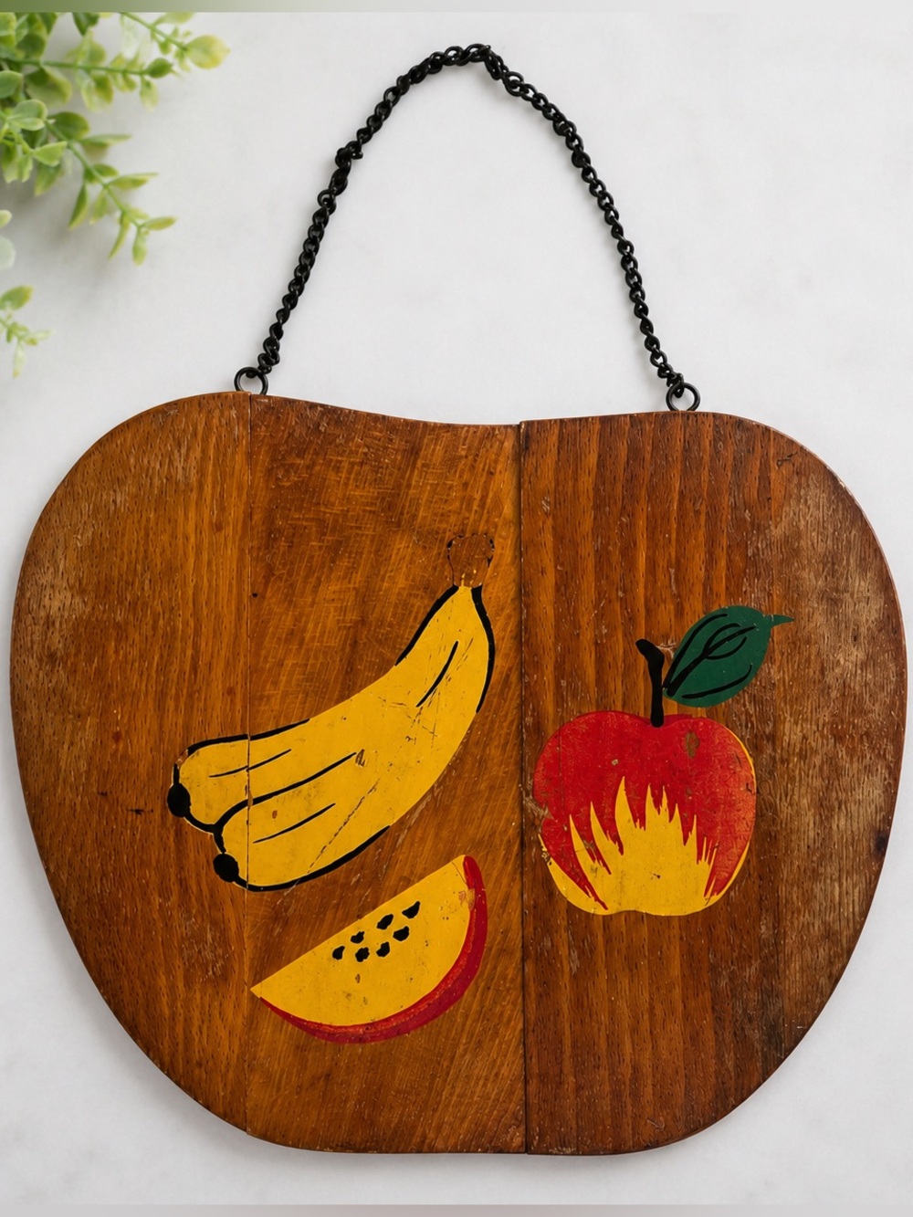Vintage Hand Painted Fruit Wooden Wall Hanging Cutting Board Decor
